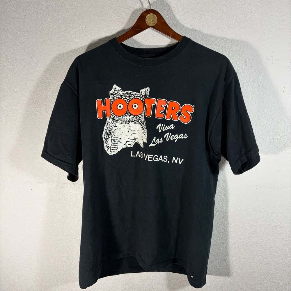 Fruit of the Loom Hooters Viva Las Vegas T-Shirt Size L Black